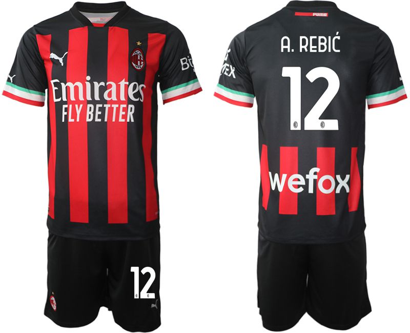 Men 2022-2023 Club Ac Milan home black 12 Soccer Jersey